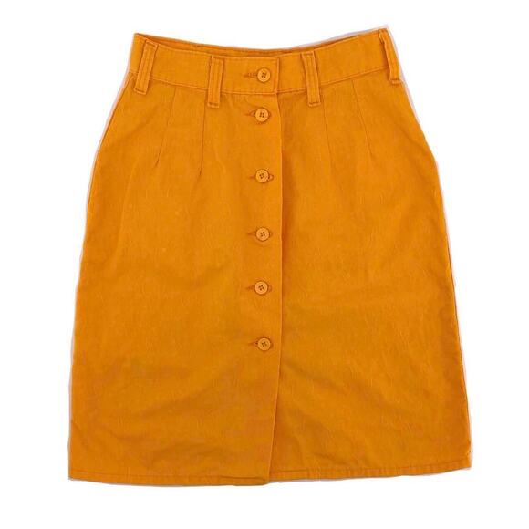 80s mustard yellow button front skirt Pasta 1980s vintage - Picture 1 of 4